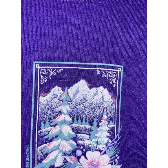 90s Vintage Jerzees Montana Big Sky Country Purple Graphic Sweatshirt VTG 1990s - Picture 3 of 11